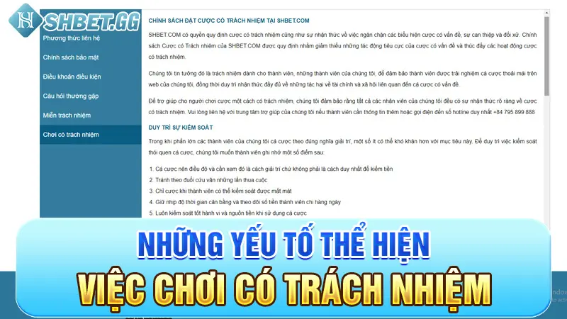 Những yếu tố thể hiện việc chơi có trách nhiệm